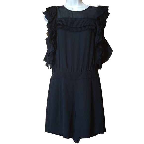 BCBGMAXAZRIA Women's Size 6 Agnes Ruffled Short Sheer Back Romper - Picture 2 of 8